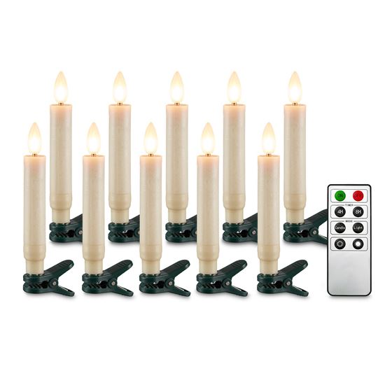 Solight sada LED svíček na vánoční stromek, 10x svíčka, dálkové ovládání, časovač, 1xAAA