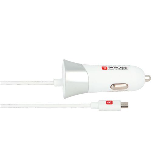 SKROSS USB Car Charger & Micro USB nabíjecí autoadaptér , integrovaný kabel + 1x USB výstup navíc, 3000mA max.