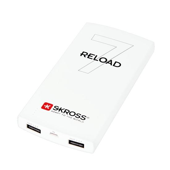 SKROSS powerbank Reload 7, 7000mAh, 2x 2.4A výstup, microUSB kabel, bílý