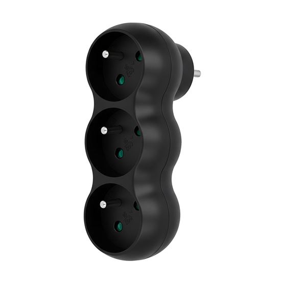 Solight rozbočka s podpěrou, 3 x 10A, matná černá