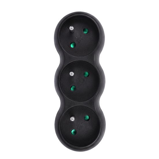 Solight rozbočka s podpěrou, 3 x 10A, matná černá