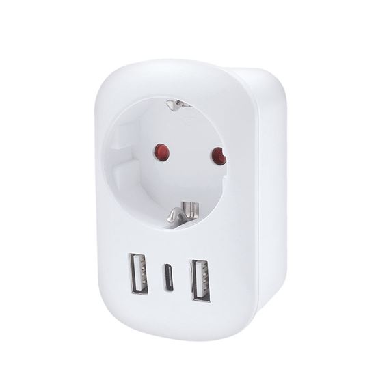 Solight cestovní adaptér s USB A+C 20W PD do Velké Británie, typ G