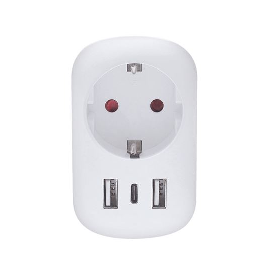 Solight cestovní adaptér s USB A+C 20W PD do Spojených států, typ B