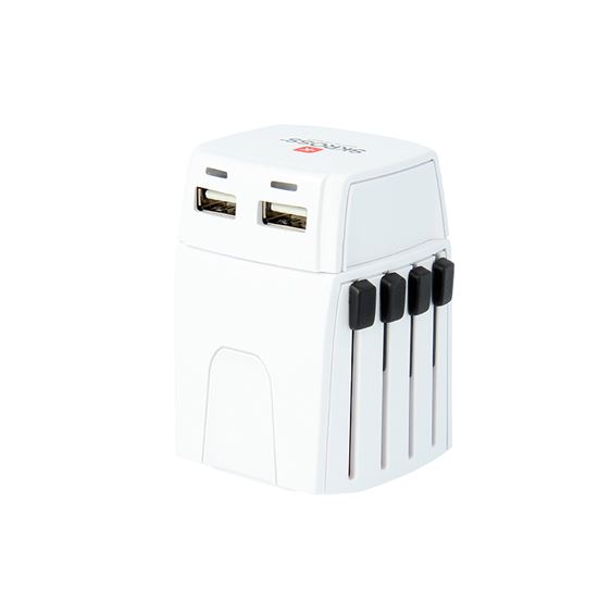 SKROSS MUV Micro USB cestovní adaptér, 2.5A max., vč. USB nabíjení 2x výstup s LED indikací - 2400mA, univerzální pro 150 zemí