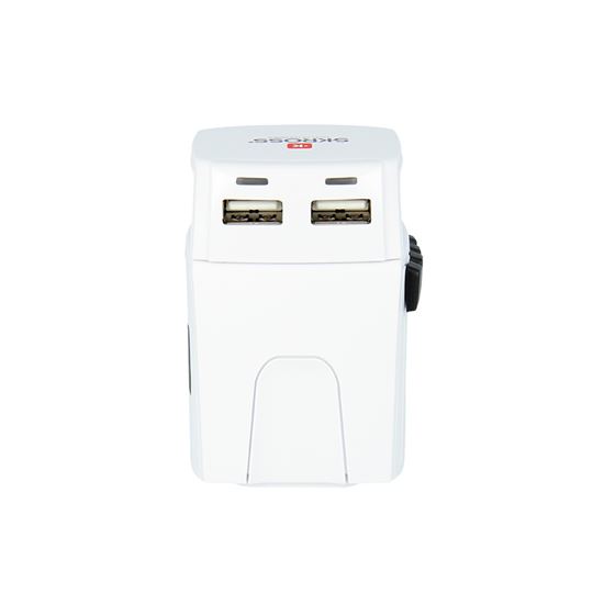 SKROSS MUV Micro USB cestovní adaptér, 2.5A max., vč. USB nabíjení 2x výstup s LED indikací - 2400mA, univerzální pro 150 zemí