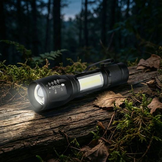 Solight LED kovová svítilna nabíjecí, 150 +60lm, Li-Ion, černá