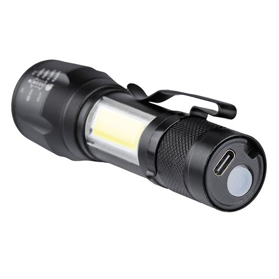 Solight LED kovová svítilna nabíjecí, 150 +60lm, Li-Ion, černá