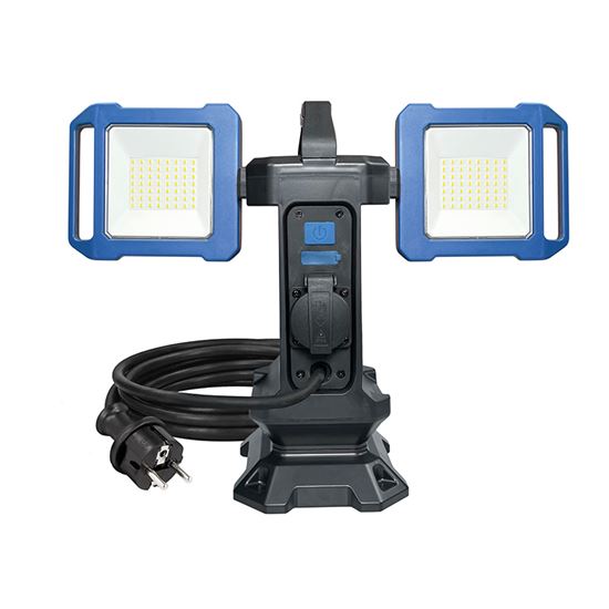 Solight duální přenosný LED reflektor se zásuvkou, 2x30W, 5400lm, 4000K, kabel se zástrčkou, IP54