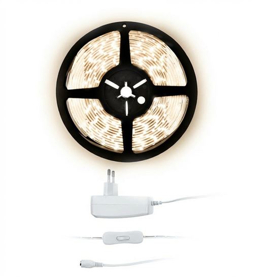 Solight LED světelný pás, 5m, sada s 12V adaptérem, 4,8W/m, IP20, neutrální bílá