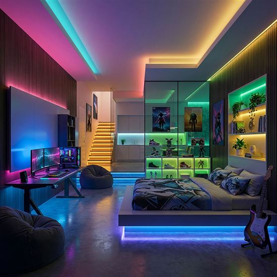 Solight LED světelný pás, RGB + 3CCT, 5m, sada s 24V adaptérem a dálk. ovladačem, 5W/m, IP65