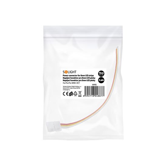 Solight napájecí konektor pro 8mm LED pásky, 3pinový s 15cm vodičem