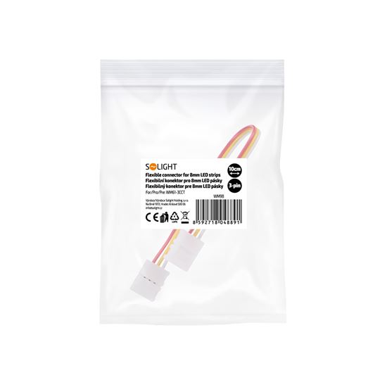 Solight dlouhý flexibilní konektor pro 8mm LED pásky, 3pinový, 10cm