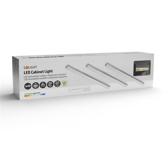 Solight LED podlinkové a nábytkové svítidlo stmívatelné, 3x3W, 4100K,3x30cm, dotykové spínání