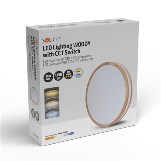 Solight LED osvětlení Woody, 25W, 1350lm, 29cm, 3CCT