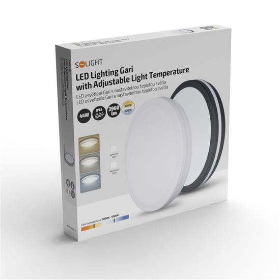 Solight LED osvětlení Gari, 44W, 3960lm, 3CCT, IP65, 40cm, černá