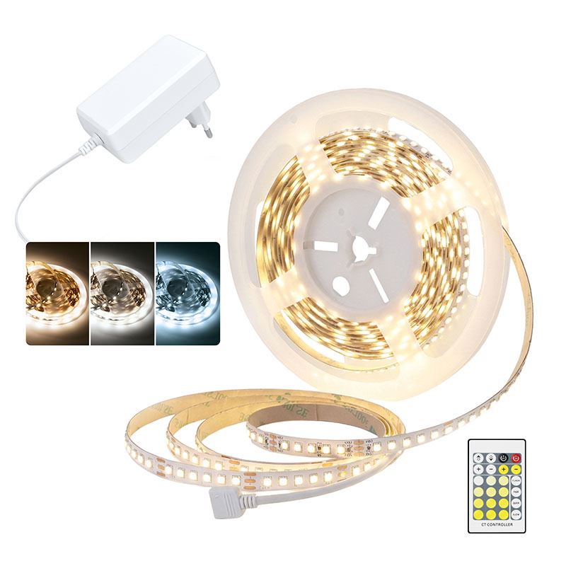 Solight LED světelný pás, RGB, 5m, sada s 12V adaptérem a dálk. ovladačem, 7,2W/m, IP20